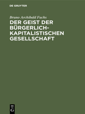 cover image of Der Geist der bürgerlich-kapitalistischen Gesellschaft
